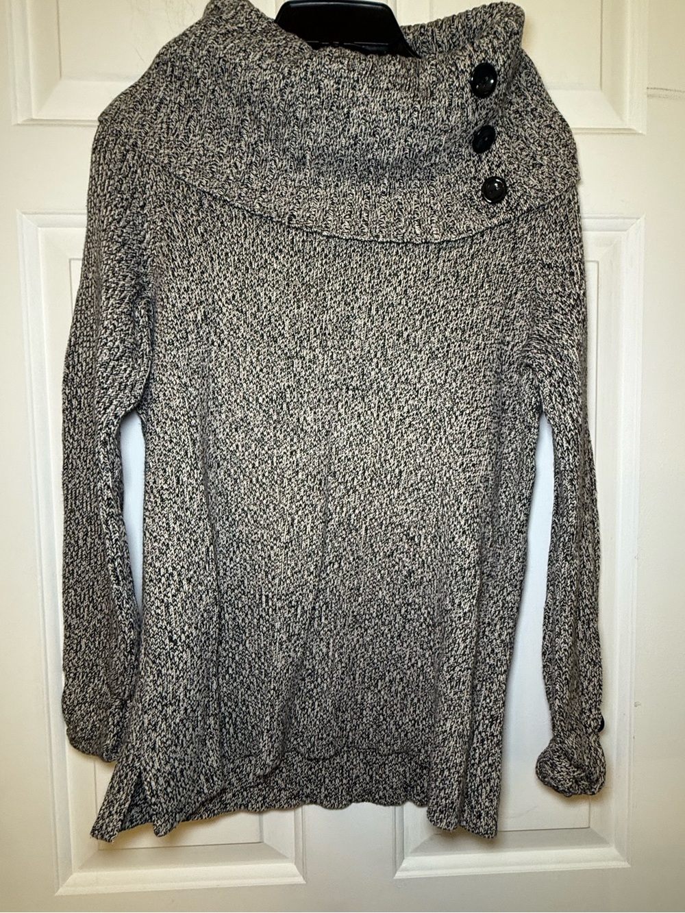Colette Mordo Vintage Marked Black White Cowl Neck Sweater LARGE Preppy Y2K 90’s